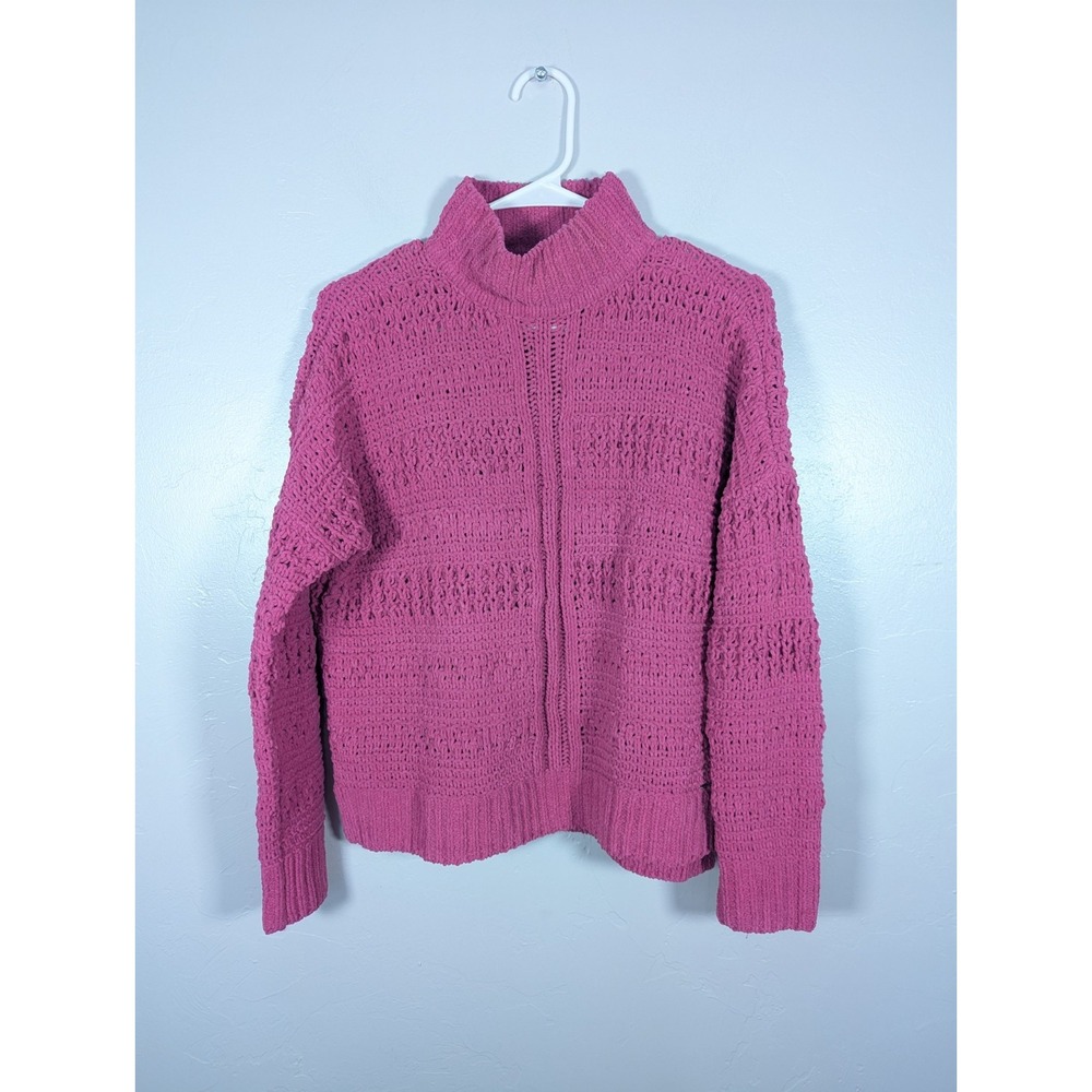 Abercrombie‎ Women Sweater M Chenille Chuncky Knit Pink Cozy Mock Neck Y2K